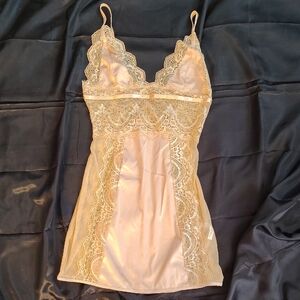 Fashion Nova Beige Lace Slip Dress